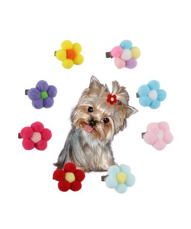 ZARSIO Small Dog Hair Clips Cute Dog Hair Bows Fur Ball Flower Puppies Hair Barrettes Alligator Hair Clips Cat Puppy Party Birthday Grooming Hair Accessories