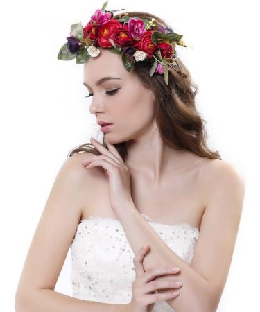 Ever Fairy Flower Crown Headband with Adjustable Ribbon for Women Girls Hair Accessories - Buy Online on GoSupps.com