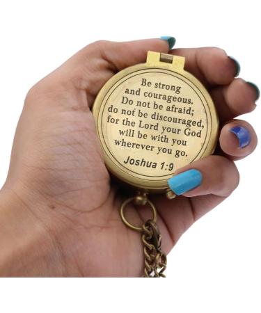 Be Strong and Courageous Joshua 1:9 Engraved Compass in Leather Case - Baptism, First Communion & Confirmation Gifts for Boys, Girls, Men - Catholic & Christian Gifts - Buy Online on GoSupps.com