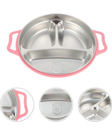Ser of 2 Stainless Steel Divided Children Food Plate Kids Food Plate Children Dinner Plate Plate for Toddlers Kitchenware Pink - Buy Online on GoSupps.com
