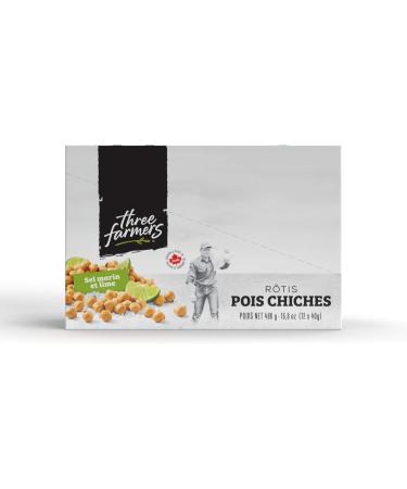 Three Farmers Roasted Chickpeas | Sea Salt & Lime | 12 Pack 40g Snack Packs | Gluten-Free | Vegan | Kosher | Plant Protein | High Fibre | Low Fat | Non-GMO Certified Sea Salt & Lime 40 g (Pack of 12) - Buy Online on GoSupps.com