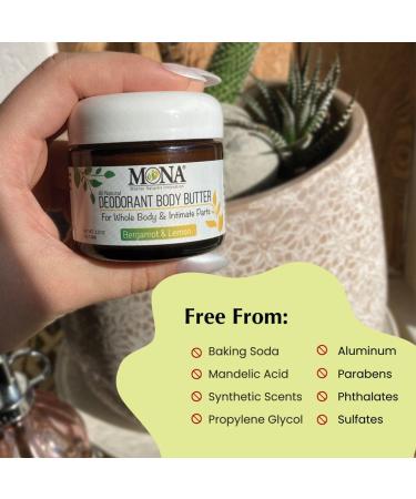 MONA All Natural Whole Body Deodorant Cream for Women & Men | For Private Parts | Aluminum & Baking Soda Free with Natural Fragrance | Bergamot & Lemon 2.0 oz (Pack of 1) Bergamot & Lemon 2 Ounce (Pack of 1) - Buy Online on GoSupps.com