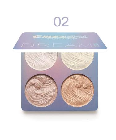 Allbestaye 4 Colors Highlighted Baked Highlighter Powder Pressed Face Contour Palette Luminous Glow Cheek Makeup