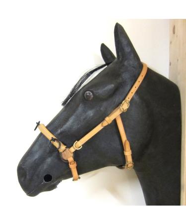 PS Horse Articles French Cavesson Cavecon/Cavesson with D-Rings Soft - Size Full Natural with gold fittings