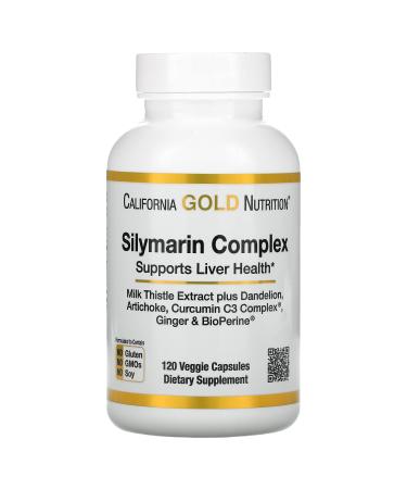 California Gold Nutrition Silymarin Liver Health Complex  Milk Thistle Extract with Curcumin  Artichoke  Dandelion  Ginger  Black Pepper  Synergistic Liver Detox & Cleanse  120 Veggie Capsules - Buy Online on GoSupps.com