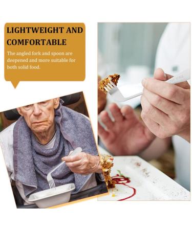 Left Handed Adaptive Utensils Set for Rehabilitation - Easy Grip Spoon and Fork Set for Disabled Elderly - Stainless Steel Self Feeding Utensils - Silver - Buy Online on GoSupps.com
