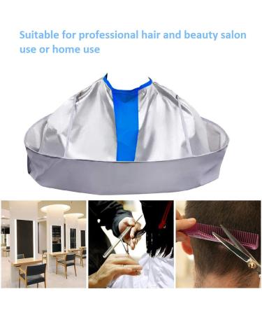 Haircut Capes for Adults & Kids - Foldable Salon Apron Umbrella Cape in Silver & Blue - Buy Online on GoSupps.com