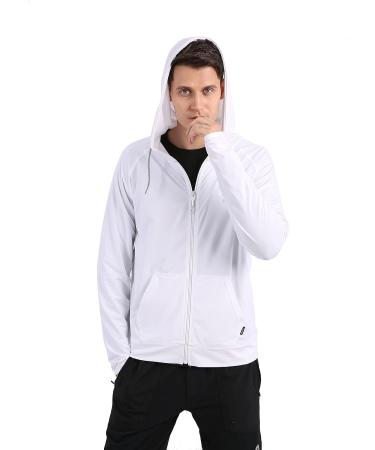 ARECON Men's UPF 50+ Running Stretch Jacket Slim Fit Tracksuit Hoodie Large White - Buy Online on GoSupps.com