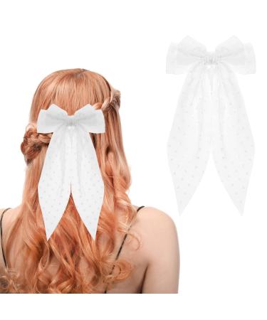 Large Hair Bow for Women Girls Big Bow Clips French Barrette Bowknot Hair Clip with Long Tail Wedding Hair Accessories