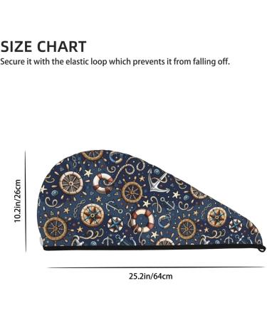 Nautical Microfiber Hair Towel Wrap | Soft Super Absorbent Coral Velvet Cap for Women | Quick Dry for Long Curly & Thick Hair - Buy Online on GoSupps.com