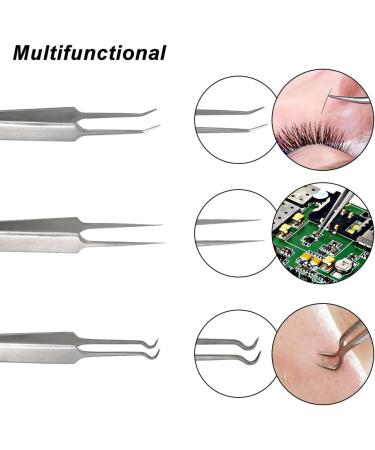 3pcs Acne Clip Facial Pimple Comedone Nippers Curved Straight Blackhead Tweezer Set Stainless Steel Blemish Tools - Buy Online on GoSupps.com