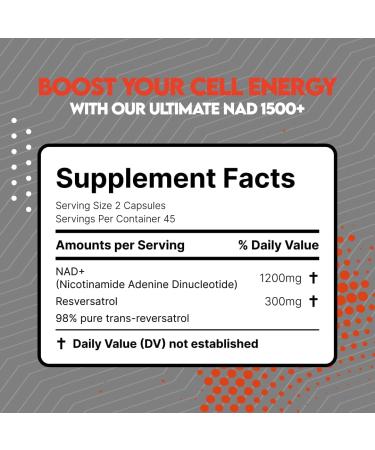 UTOYA NAD 1500+ Nicotinamide Riboside Supplements - Trans-Resveratrol Supplement Supports Cellular Energy Metabolism & Repair Vitality Healthy Aging - Vegan/Gluten Free - 90 Capsules - Buy Online on GoSupps.com