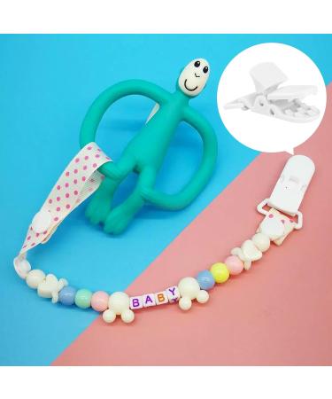 SWYSGS 8 Piece Pacifier Clips Set | White Baby Dummy Clip Chains & Bib Clips for International Shipping - Buy Online on GoSupps.com