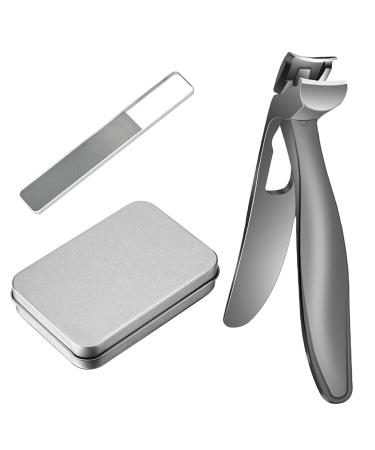 Nail Clippers Nail Clippers | Compact Nail Clippers for Men Stainless Steel Nail Clippers with Nail File for Elderly Wide Jaw Mouth Nail Clippers Grey