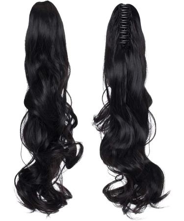 18 Long Wavy Natural Black Ponytail Extension Clip | Claw Jaw Clip Hairpiece for Women/Girls - Buy Online on GoSupps.com