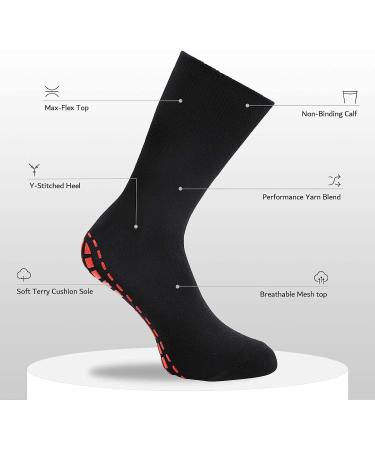 NOVAYARD 5 Pairs Non Slip Socks - Hospital Diabetic Non Skid Socks for Yoga Pilates - Men Women Black Large - Buy Online on GoSupps.com