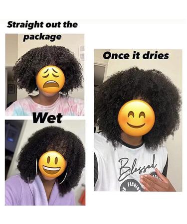 14 Afro Kinky Curly Human Hair Wig with Bangs - Virgin Brazilian, 200 Density - Natural Color - for Black Women - Buy Online on GoSupps.com