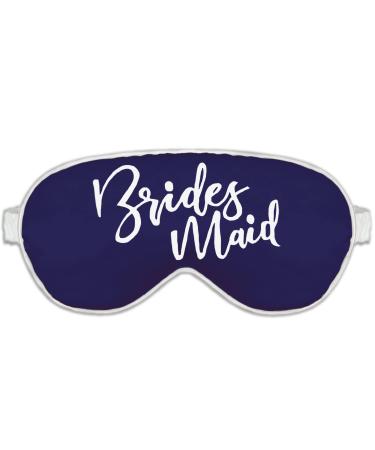 Bridesmaid Proposal Box - White Sparkle Glam Bridesmaid Satin Sleep Mask - Bridal Party Gifts - Navy Blue w/ White Piping Eye Mask 1 Count (Pack of 1) Bridesmaid (White - Navy Mask)