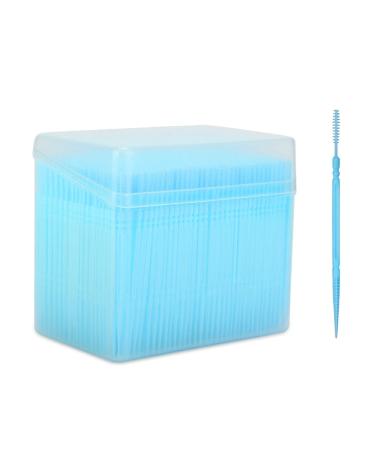 1100PCs double -headed toothpick round teething -gripped dental pick dental flowed round toothpick with storage box for oral care (blue)