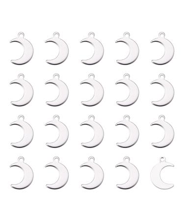 Pandahall 200pcs Moon 304 Stainless Steel Double Side Tag Pendants Charms 16x11x0.9mm for Earring Bracelet Necklace Jewelry Making Moon 16x11x0.9mm