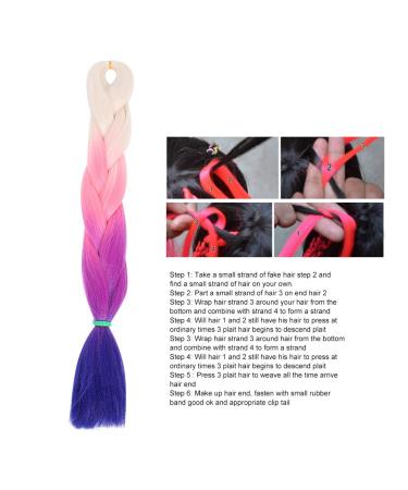 Ombre Braiding Hair - Kanekalon Jumbo Braid Extensions in Gradient Colors - White Pink Purple Dark Blue for Twist Braiding - Buy Online on GoSupps.com