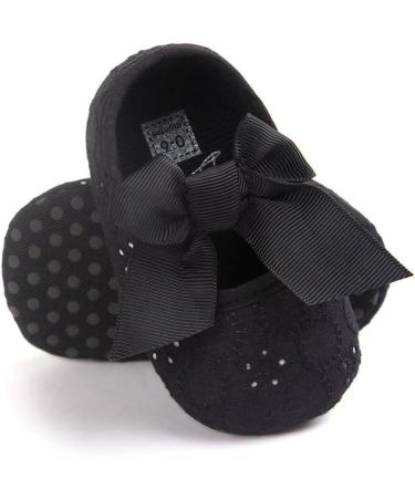 LACOFIA Baby Girls Christening Shoes | Anti-Slip Soft Sole Prewalkers | Size 3-6 Months | Black - Buy Online on GoSupps.com
