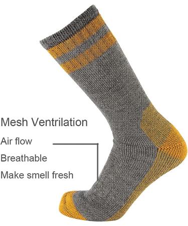 CEREBRO Merino Wool Men's Hiking Socks 4 Pairs - Moisture Wicking Mid-calf Cushioned Socks for Trekking Outdoors - Yellow, Green, Red, Blue - Buy Online on GoSupps.com