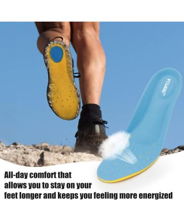 Vquand Memory Foam Plantar Fasciitis Insoles - Shock Absorbing Orthotic Shoe Inserts for Men & Women - Relief for Foot Pain, Metatarsalgia, Flat Feet - Blue - Size M (Men 6-9/Women 7-11) - Buy Online on GoSupps.com
