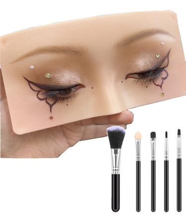 3D Makeup Practice Face, The Perfect Aid to Practicing Makeup, Silicone Face Eye Makeup Practice Board for Professional Makeup Artists Students and Beginners to practice eyesmakeup with 5 Piece Cosmet Yellow