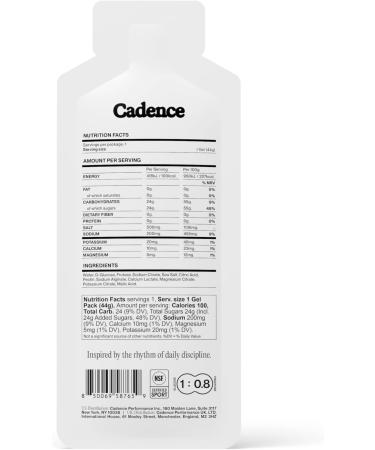 Cadence Core Energy Gels for Running Endurance - Carbohydrates Per Serving with Electrolytes for Hydration - Dual Fuel Formula for Long Distance Sport Cycling - 12 Pack (44g x 12) - Buy Online on GoSupps.com