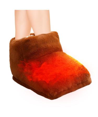 Holdes heated foot warmer |Full winding foot warmer thickened |Soft heating pillows non -slip foot warmers for workplace winter gifts bed brown