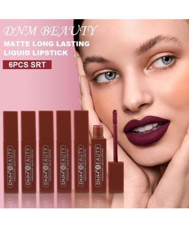 Chocolate Matte Liquid Lipstick Set for Women - Deep Dark Red, 6 Pcs, Long Lasting 24 Hour Stay, Makeup Stain Kit, Labiales Matte Mate Larga Duracion - Set02 - Buy Online on GoSupps.com
