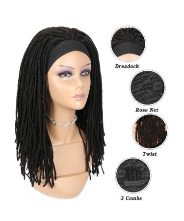 Lady Miranda Black Dreadlock Headband Wig for Women and Men - Medium Twist Afro Synthetic Dreadlock Wig - Buy Online on GoSupps.com
