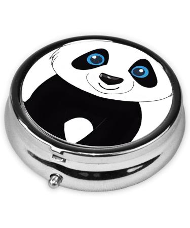 Cute Panda Printed Mini Round Pill Box | 3 Compartment Travel Pill Organizer | Portable Medicine Case for Pocket & Home Use - Buy Online on GoSupps.com