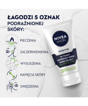 Nivea For Men Sensitive gentle face cream 75 ml - Buy Online on GoSupps.com