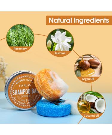Liyalan Rosemary+Jasmine Shampoo Bar (2 Pack) | Organic Solid Soap for Fine & Oily Hair | Deep Cleansing Hair Shampoo - Buy Online on GoSupps.com