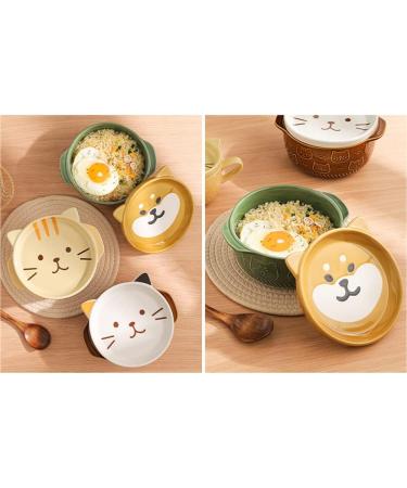 yuoseg Cartoon Japanese Ceramic Cat Dog Noodle Bowls with Lids Cute Animal Soup Salad Fruit Bowl Kitchen Tableware A - Buy Online on GoSupps.com