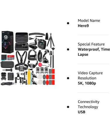 GoPro HERO9 Black Action Camera Bundle - Waterproof, 5K Video, 20MP Photos, 1080p Live Streaming, Stabilization | 128GB Card & 50pc Accessory Kit - Buy Online on GoSupps.com
