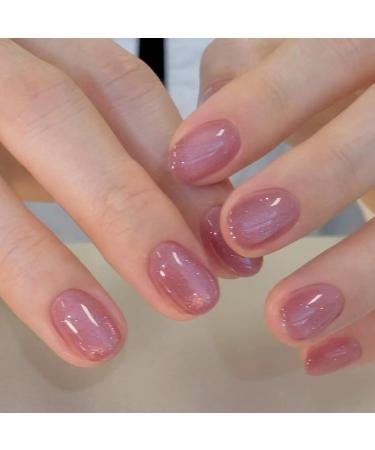 24 pieces of nails to stick on short angular french artificial nail press on nails jelly pink artificial nails acrylic full cover fingernails to stick on square fake nails for women girls diy manicure - Buy Online on GoSupps.com