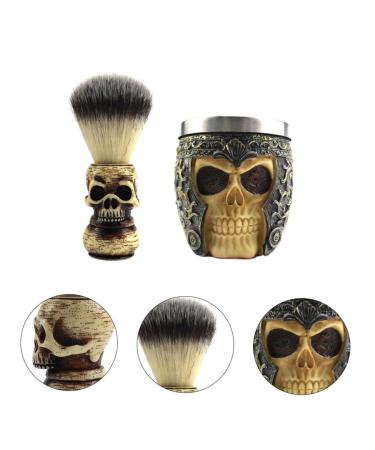 Minkissy 1 set of skull-beard brush man skull beard brush shaving soap brush skull shaving brushed razor shell roofs shaving brush resin resin toolin cleaning milling cleaning barnings shell A 9x7.2cm