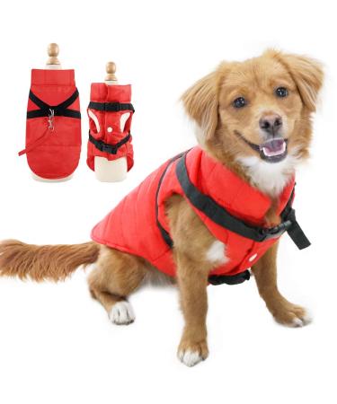 EASTLION Winter Dog Coat Warm Waterproof Dog Jacket Puppy Dog Clothes Apparel Vest with D-Ring Red Size LL Red