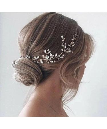 Caiguoer Bride Wedding Headpiece Crystal Hair Vines Silver Bridal Flower Pieces Hair Styling Accessories for Women and Girls - Buy Online on GoSupps.com