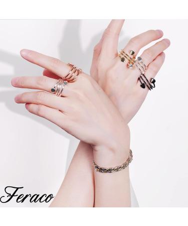 Feraco 2 Pcs Magnetic Copper Rings for Women - 99.99% Pure Copper Thumb Ring - Adjustable Fingers Ring - Jewelry Gift Box - Silver - Buy Online on GoSupps.com