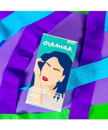 Oiamiga Dark Denim Permanent Hair Dye Inclusive Hair Colour for All Hair Types Rapid Processing Made with Natural Ingredients Vegan and Cruelty Free 120ml - Buy Online on GoSupps.com