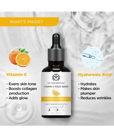 The Man Company 40% Vitamin C Face Serum | Hyaluronic Acid for Collagen Boost | Glowing & Brightening Skin | All Skin Types - 30ml - Buy Online on GoSupps.com