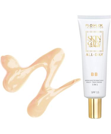 FLOSLEK BB Multi-Task Face Cream 5 in 1 SPF15 | 50 ml | Contains Peptides Vitamin C Troxerutin & Shea Butter | Masks Discoloration and Imperfections | for All Types of Skin - Buy Online on GoSupps.com