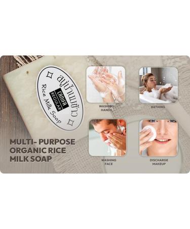 4pcs Handmade Rice Milk Soap Bar Set - Nourishing Coconut Oil Collagen & Vitamin E - Ideal for Hand Body & Face - 65g Each - Made in Thailand - Buy Online on GoSupps.com