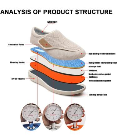 Diabetic Shoes Wide Width Sneakers Lightweight Adjustable Non-Slip Slippers for Swollen Feet - Women's 12/Men's 9 - Buy Online on GoSupps.com
