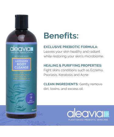Organic Lavender Body Wash with Pure Essential Oils - Aleavia Nourishing Prebiotic Cleanser - 16 Oz - Buy Online on GoSupps.com