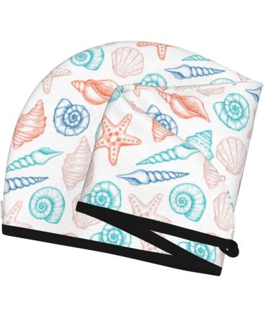 Super Absorbent Microfiber Hair Towel Wrap for Women | Colorful Seashells | Quick Dry Coral Velvet for Long Curly & Thick Hair - Buy Online on GoSupps.com